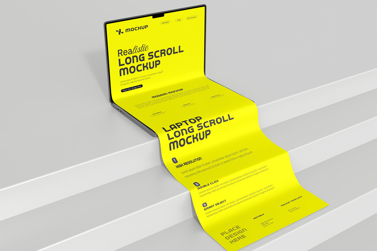 Laptop Website Long Scroll Mockup, a Product Mockup by graphypix (Photo 1 of 4)