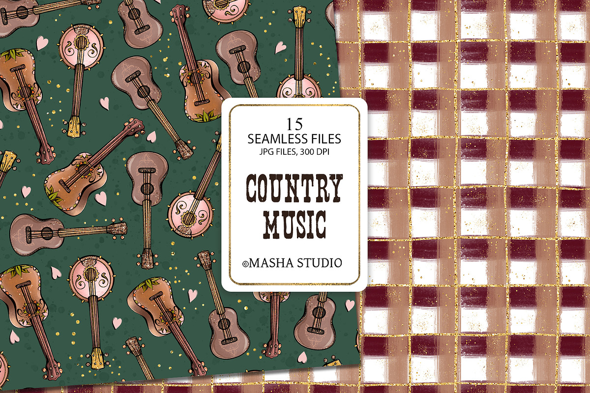 Country Music Seamless Patterns, a Pattern Graphic by Masha  Studio (Photo 7 of 8)