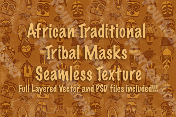 African Tribal Mask Vector Pattern preview 3