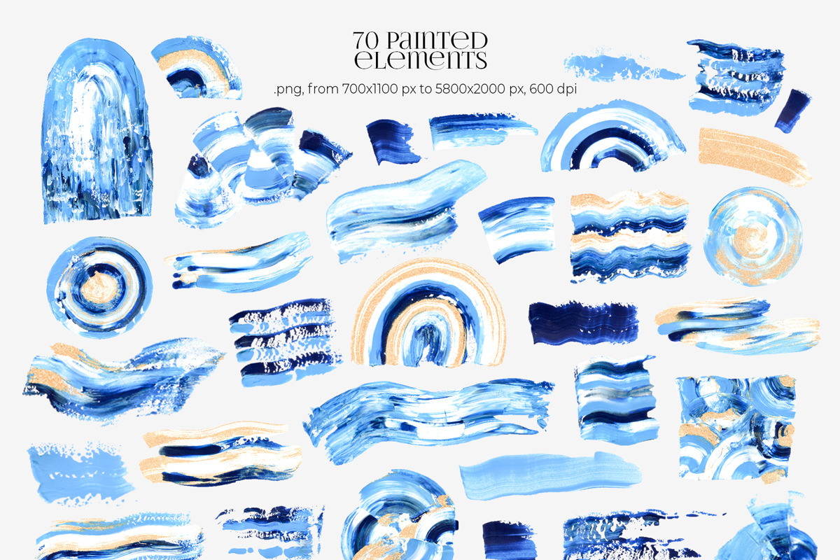 Abstract blue & gold Acrylic smears, an Object Graphic by Julie&Taily (Photo 9 of 21)
