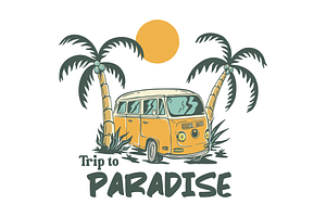 Trip to Paradise, a Transportation Illustration by Mangustudio