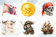 Pirate Clipart - Watercolor, a Graphic by designcity5 (Thumbnail 3 of 5)