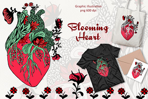 Floral Anatomical Heart ClipArt