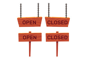 Open or close sign on wooden, an Object Illustration by Vectorbuum