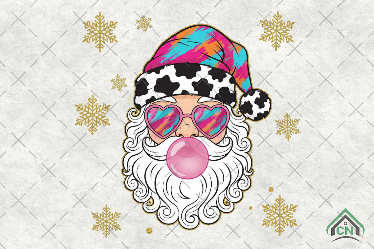 Bubblegum Santa PNG, an Illustration by Craft Nest (Photo 1 of 6)