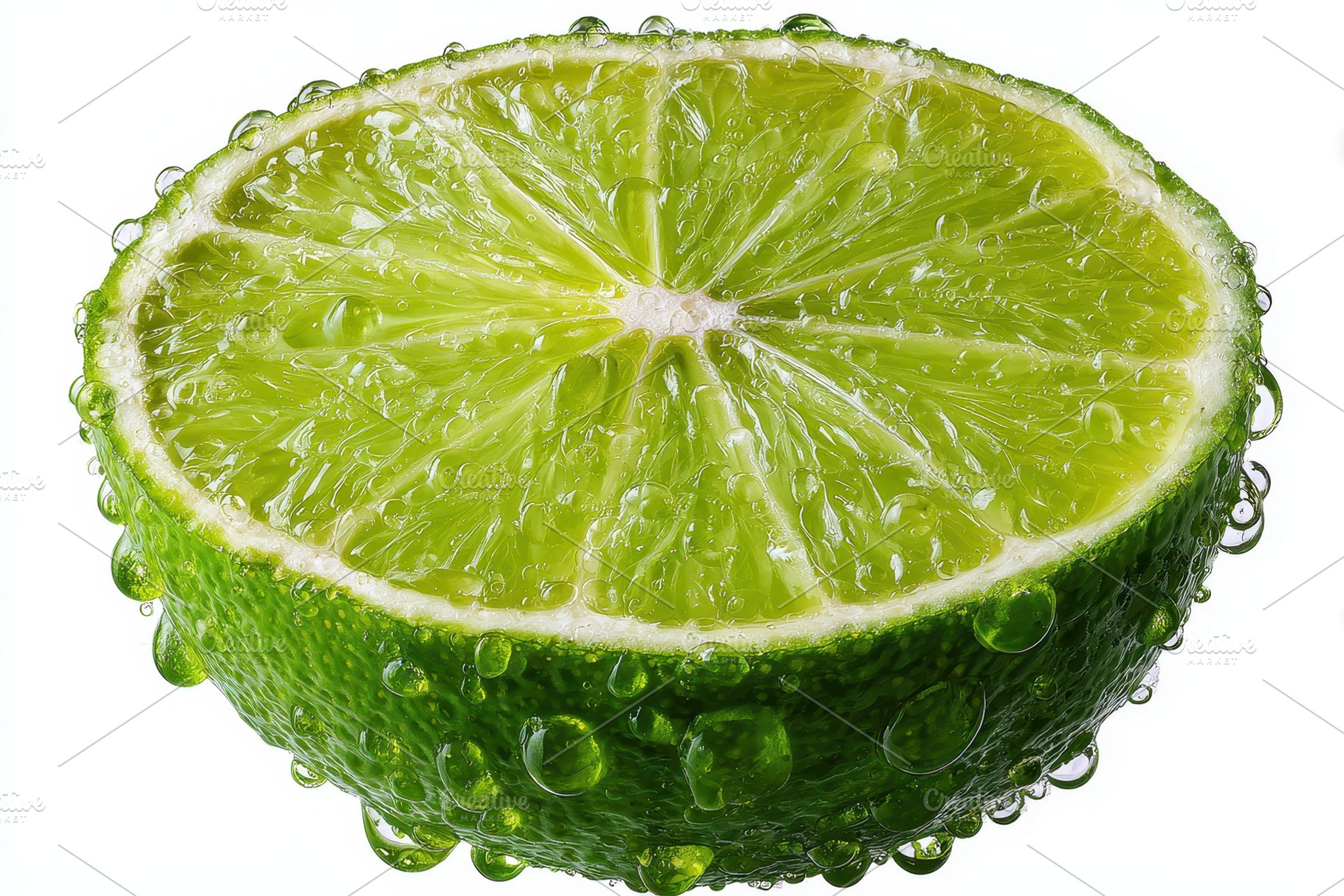 Juicy Lime Slice Water Droplets Refr, a Photo by Pixeness Studio