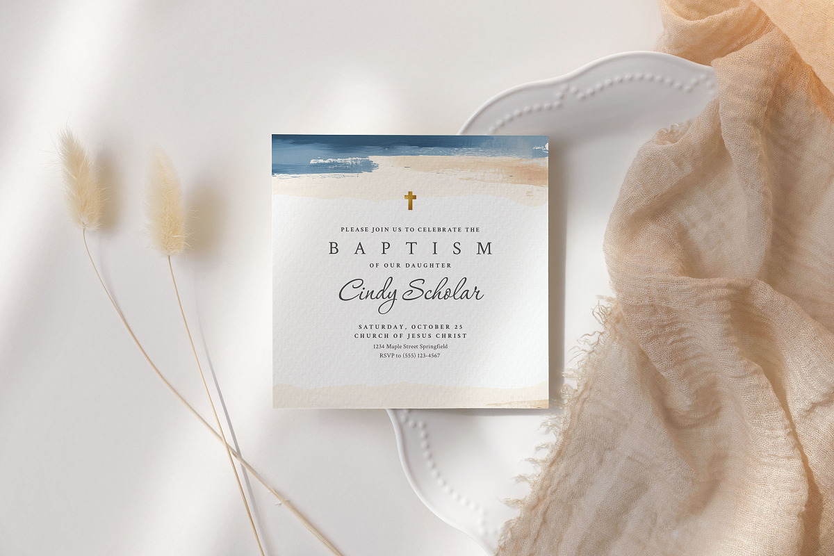 Hymn - Baptism Invitation, an Invitation Template by CinderHeart Designs
