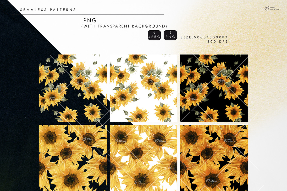 Sunny sunflowers, watercolor flowers, a Texture Illustration by ollalya (Photo 10 of 16)