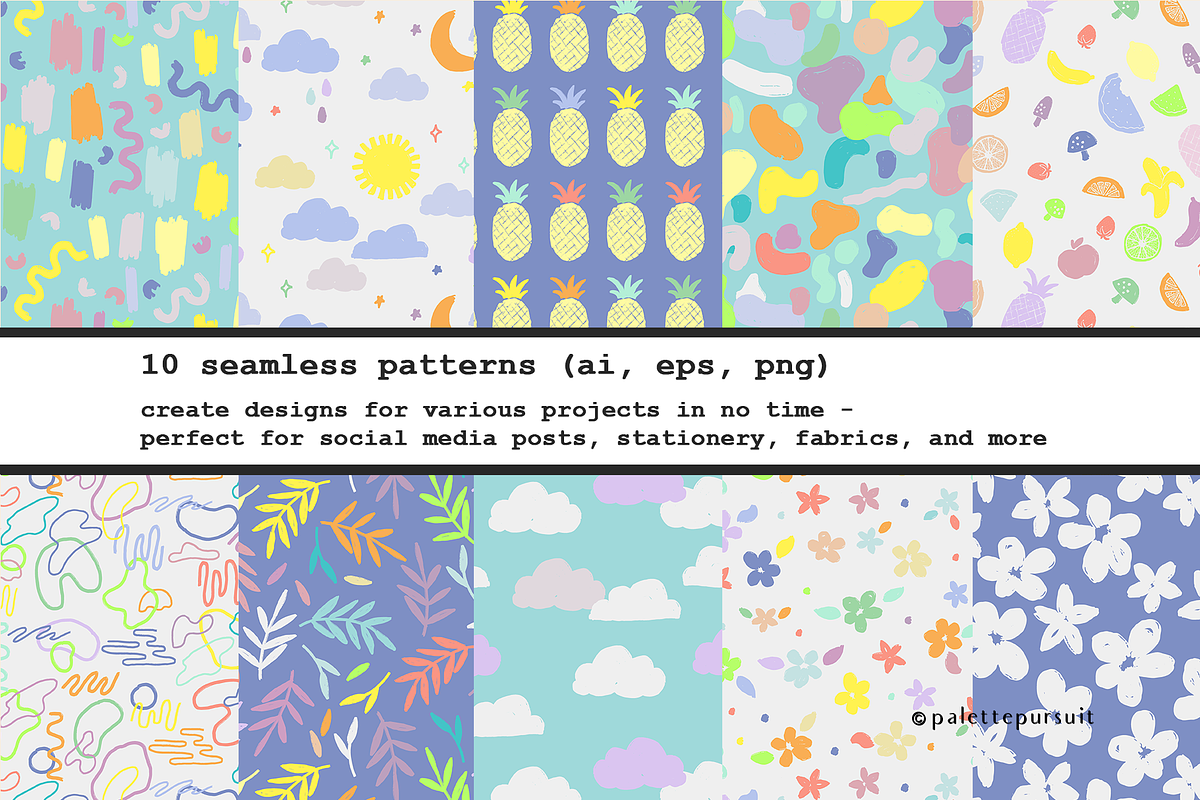 Inky doodles vector pattern set, SVG, a Pattern Graphic by Palette Pursuit (Photo 4 of 8)