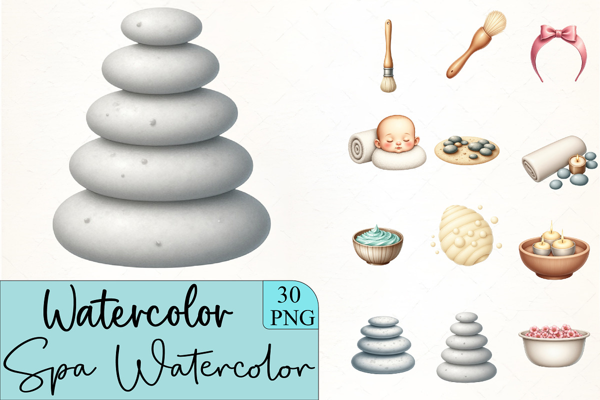 Spa Watercolor Clipart, an Illustration by CrexoraLab (Photo 5 of 5)
