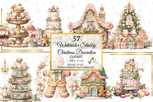 Watercolor Christmas Decor Clipart