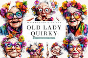 Watercolor Old Lady Quirky Clipart, a Person Illustration by BusyDaydesign (Thumbnail 1 of 8)