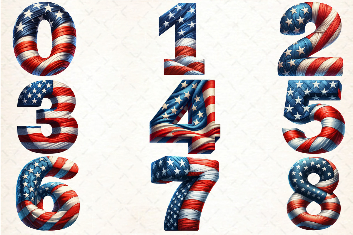 4th July Alphabet & Number Font Bund, an Illustration by DreamCafeArt (Photo 3 of 7)