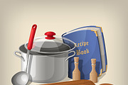 Kitchen utensils and vegetables, a Food Illustration by SHom (Thumbnail 2 of 3)