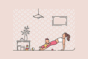 Yoga with kids illustration set, a Healthcare Illustration by tetiana.svirska (Thumbnail 4 of 4)