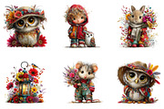 Whimsical Garden Friends Clipart Set, a Seasonal Illustration by CreationArt (Thumbnail 3 of 6)