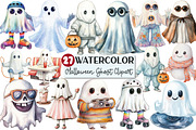 Funny Retro Halloween Ghost Clipart, an Illustration by Rose Art (Thumbnail 1 of 7)