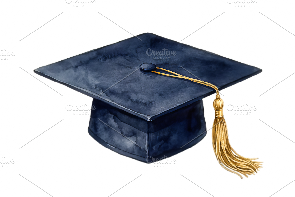 Watercolor Graduation Clipart PNGs, an Education Illustration by VetalStock (Photo 3 of 24)