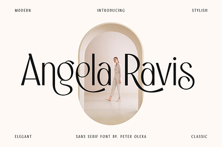 Angela Ravis Elegant Sans, a Sans Serif Font by Cruzine