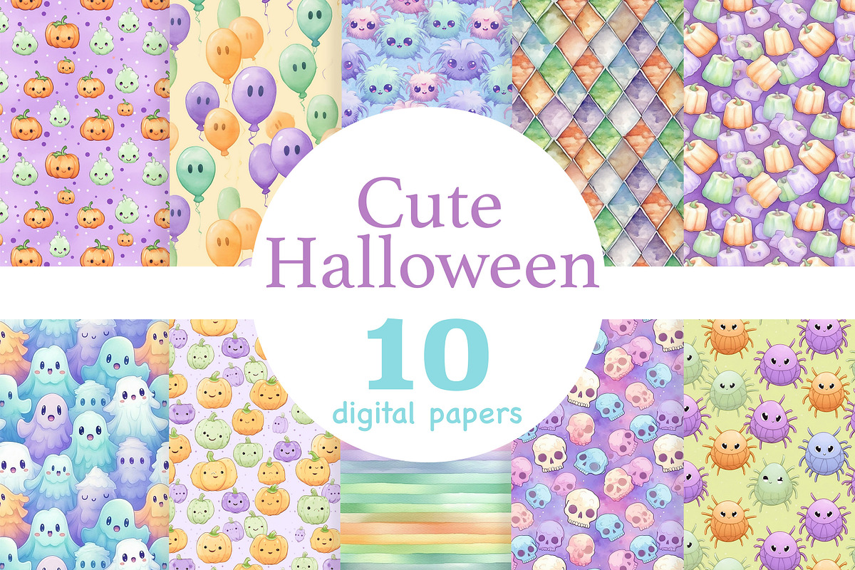 Cute Halloween Paper | Kawaii, a Pattern Graphic by GlamArtZhanna (Photo 1 of 3)