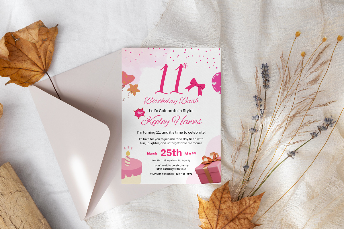 11th Birthday Invitation Card Temp, an Invitation Template by Snapybiz (Photo 2 of 9)