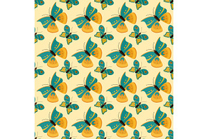 Colorful Butterfly Seamless Pattern Vector Illustration.