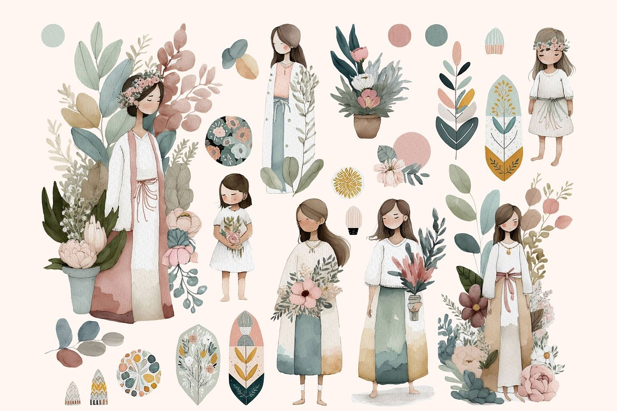 Boho Momma Clipart Collection, a Graphic by JBArt Clipart