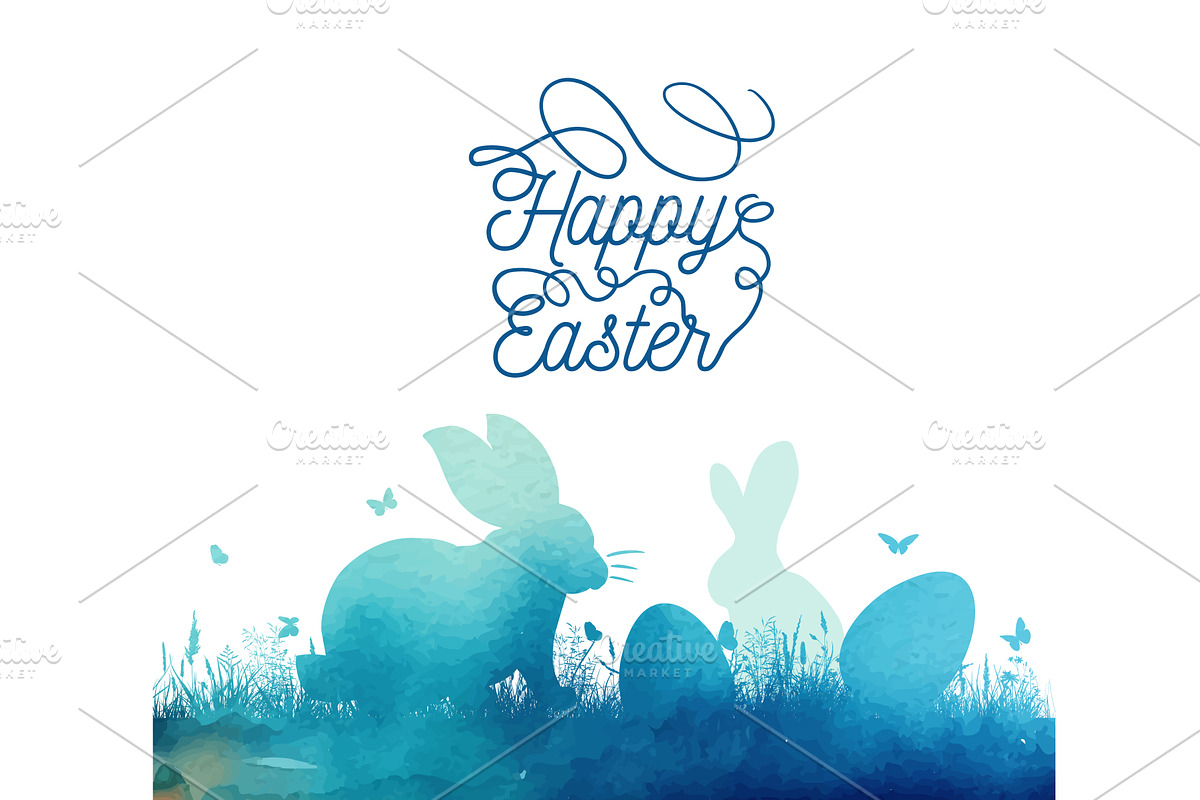 Easter card eggs with bunny. hand, an Illustration by Nenahliadava Design