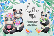 Watercolor Panda and flowers, an Animal Illustration by rosypatterns (Thumbnail 1 of 5)