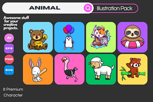 Cute Animal Cartoon Vector Icons, an Animal Illustration by Artstorystudio