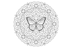 Butterfly Mandala Coloring Page