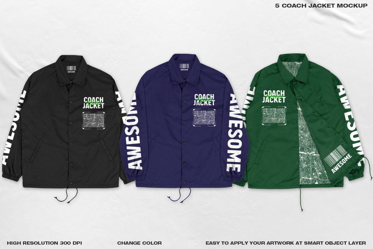 5 Coach Jacket - Mockup, a Hoody Mockup by DaldSgh (Photo 2 of 9)
