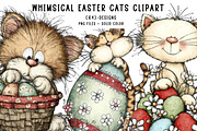 Whimsical easter cats clipart, an Illustration by CreationArt (Thumbnail 1 of 7)