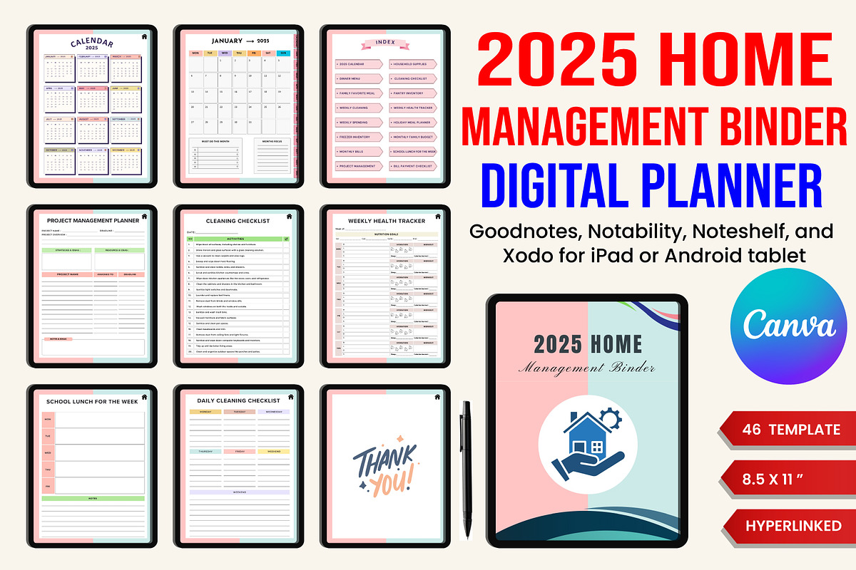 2025 Digital Home Management Binder, a Stationery Template by Designmela01 (Photo 1 of 8)