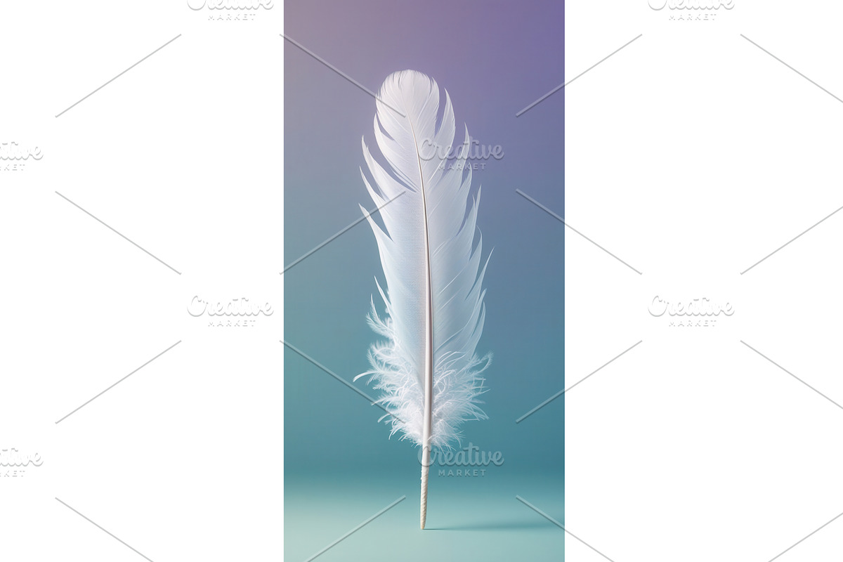 White feather standing upright on a, an Illustration by tilialucida