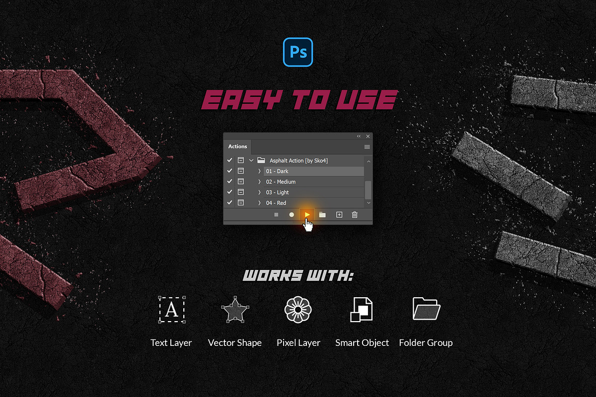 Asphalt Photoshop Action, an Action Add-On by Andrew Skoch Design (Photo 4 of 6)