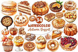 Autumn Dessert Sublimation Clipart, an Illustration by Dream Creation