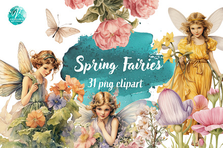 Vintage Style Spring Fairies, a Person Illustration by Verdigris Studios