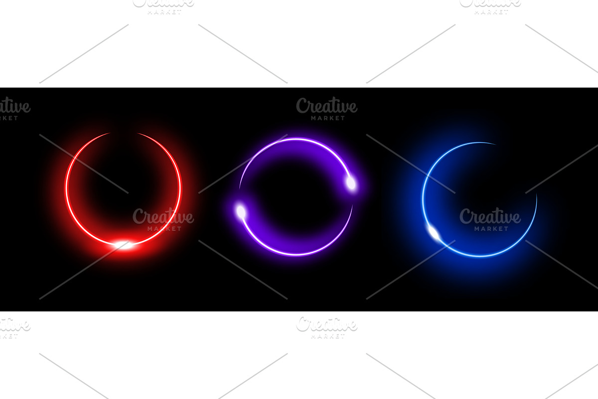 Neon circles with colorful glow, an Illustration by skripnikbb