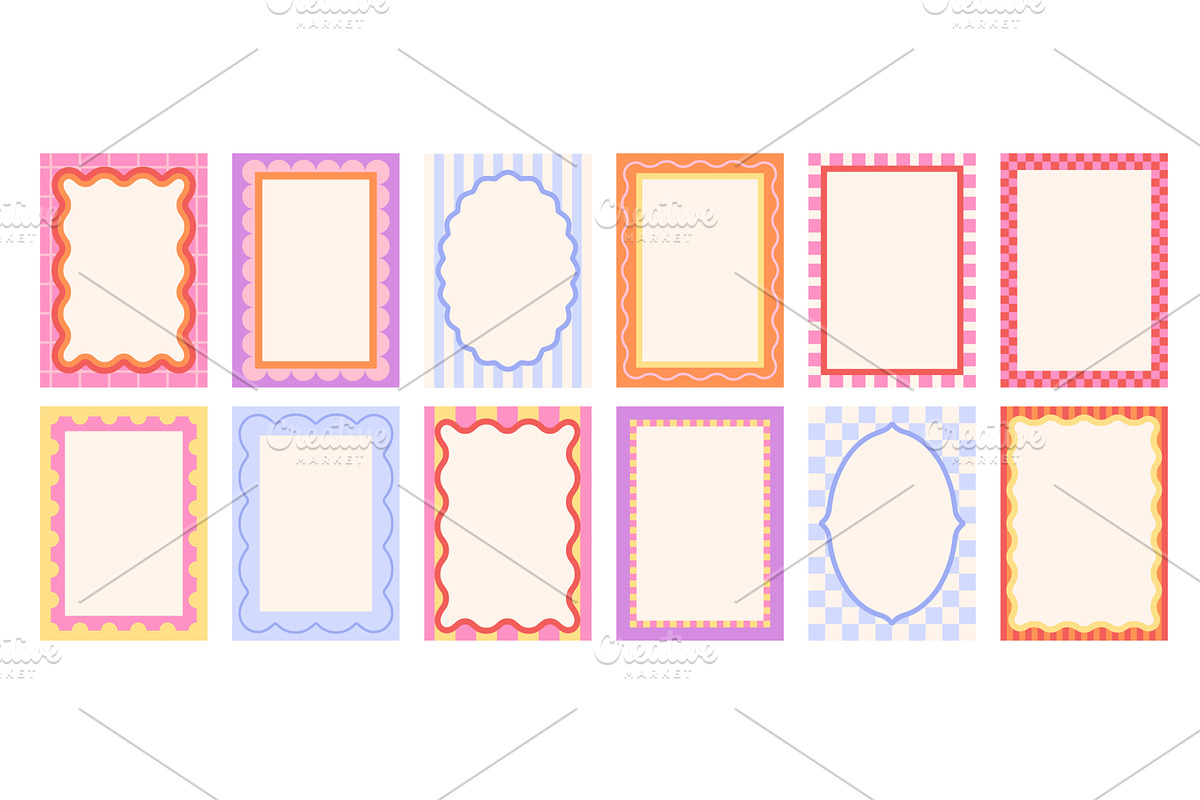 Wavy retro frames. Bright geometric, an Illustration by LadadikArt