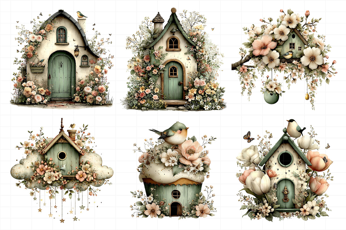 Whimsical Spring Birdhouse Clipart, an Illustration by Daily.Designs (Photo 5 of 8)