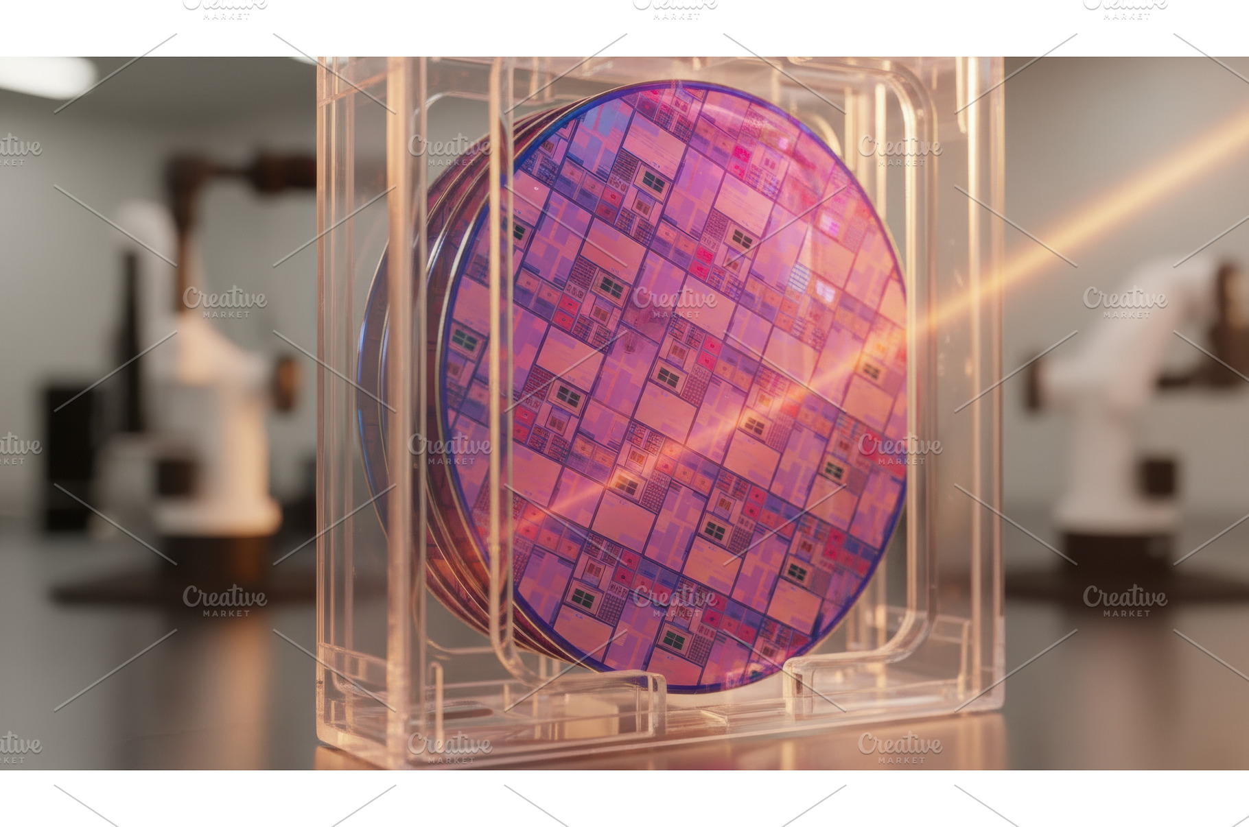Single purple silicon wafer, a Technology Photo by Igor Tichonow
