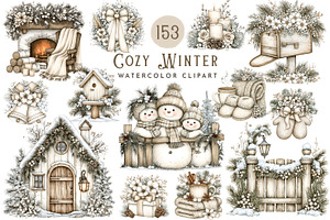 Cozy Winter Watercolor Clipart