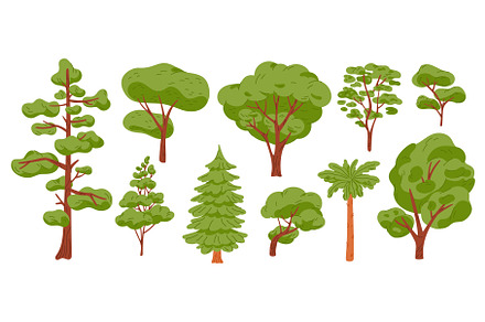 Cartoon trees. Different types of, an Object Illustration by Vectorbuum
