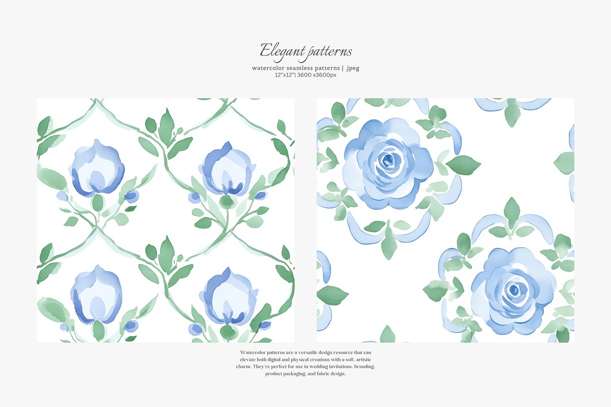 watercolor patterns floral toile, a Pattern Graphic by Patishop Art (Photo 6 of 9)