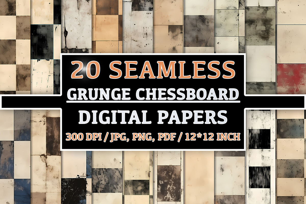 20 Seamless Grunge Chessboard Set, a Pattern Graphic by Nordic Design (Photo 1 of 9)