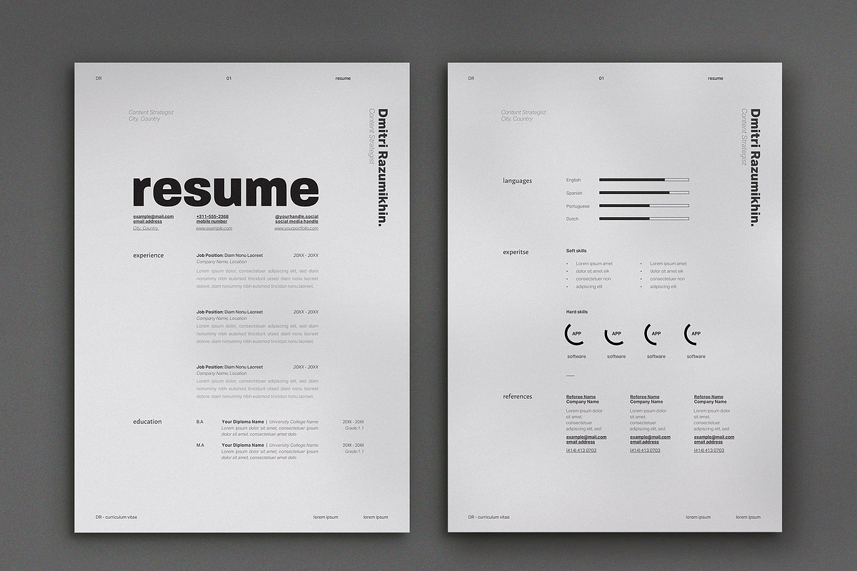 Grey Minimal Resume, a Resume Template by wavebreak