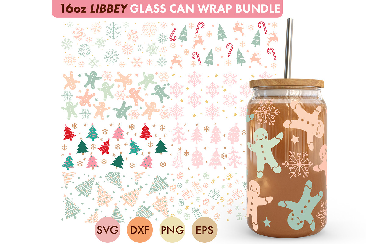 Christmas SVG Bundle 16 oz Libbey, an Illustration by Freeling Design House (Photo 1 of 3)