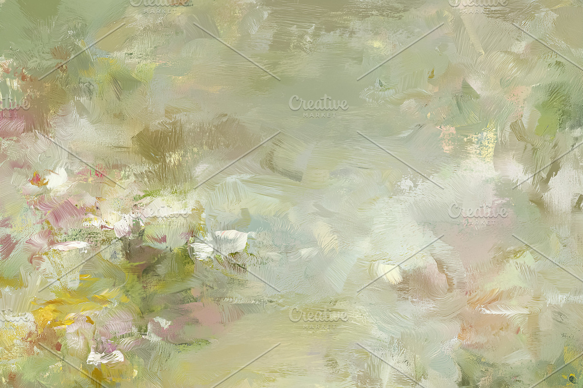 Abstract floral oil painting with impressionist brushstrokes in, a Decorative Illustration by Studio ANNA