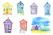Set of watercolor beach huts, a Graphic by Kamenuka (Thumbnail 1 of 3)